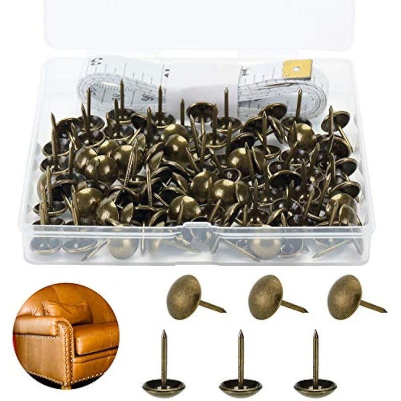 - Upholstery Tacks, 100 Pack, Furniture Tacks, Decorative Nail Heads, Upholstery Tacks for Furniture, Decorative Tacks, Upholstery Tools, Upholstery Nails, Antique Furniture, Brass Tacks - Image 1