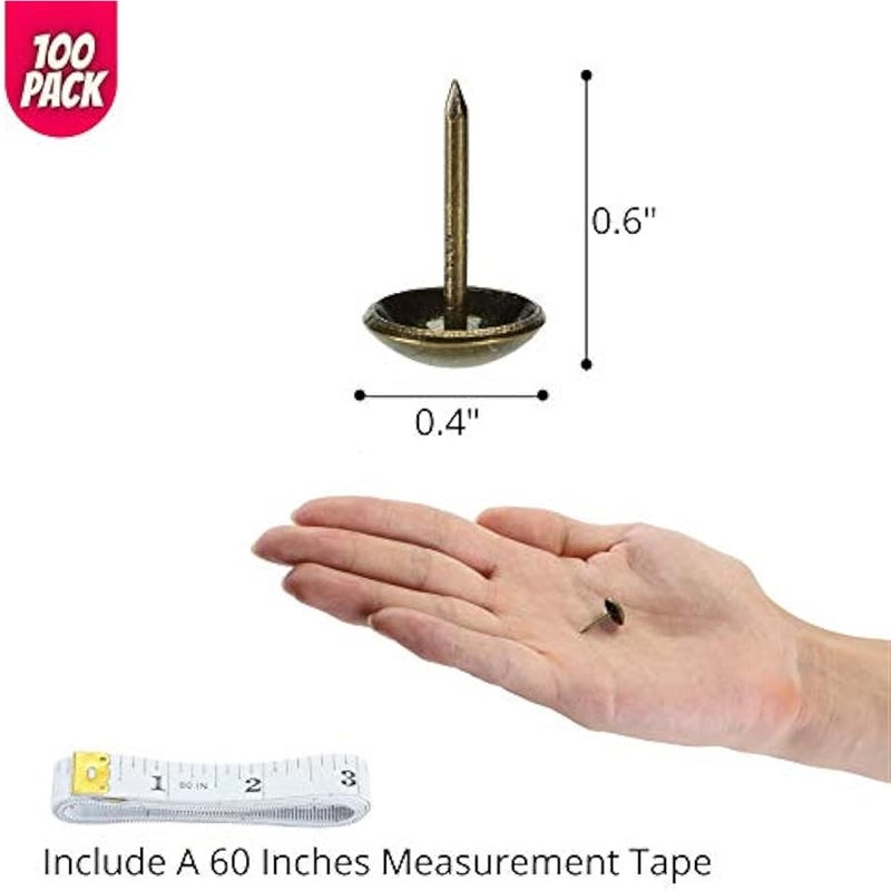 - Upholstery Tacks, 100 Pack, Furniture Tacks, Decorative Nail Heads, Upholstery Tacks for Furniture, Decorative Tacks, Upholstery Tools, Upholstery Nails, Antique Furniture, Brass Tacks - Image 2