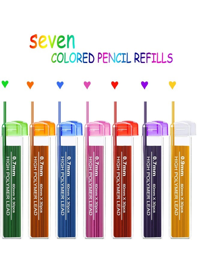 Zhehao 210 Pcs Colorful Refill 0.9 mm Automatic Mechanical Pencil Refills Operation Christmas Items Bulk 7 Colors Stationery for Students School Supplies Home Offices - Image 2