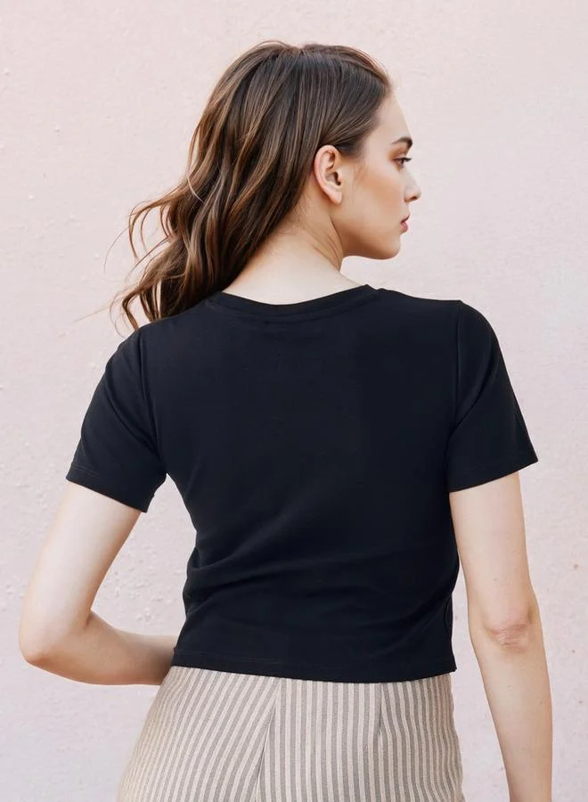 SP Characters  Nirvana Embroidered Crop T-shirt for Women | Best Price UAE