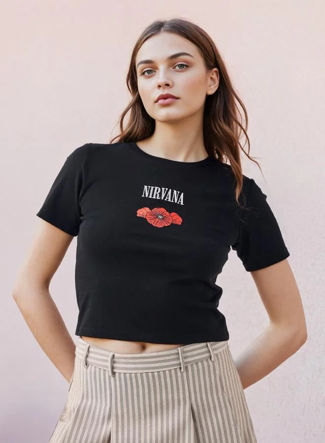 SP Characters Nirvana Embroidered Crop T-shirt