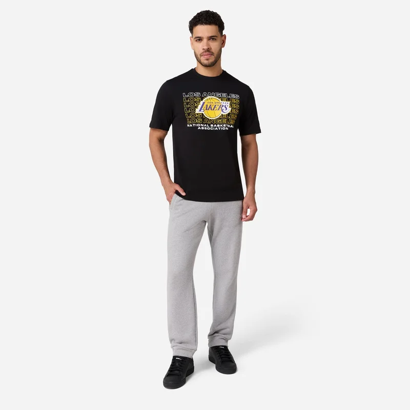 NEW ERA Black Men's NBA Los Angeles Lakers Stacked Wordmark T-Shirt for Men | Best Price UAE