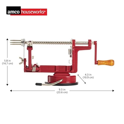 amco houseworks أداة تقشير التفاح A505 القابلة للإزالة (قاعدة شفط من الحديد الزهر)، أحمر - Image 5