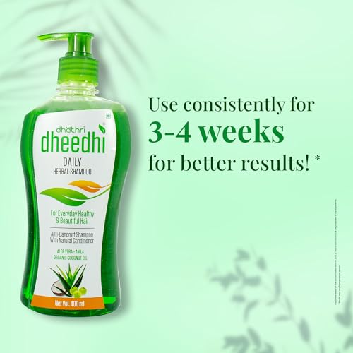 Dhathri Dheedhi Daily Herbal Shampoo to Reduce Dandruff & Promote Hair Growth, Ayurvedic Shampoo to Restore Hair Shine & Strength (400ml) - Image 4