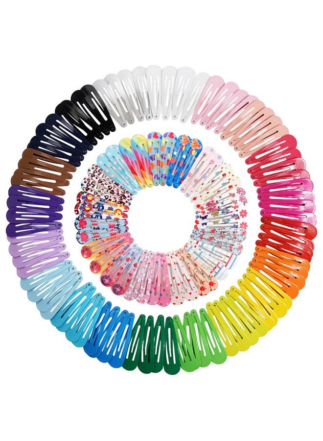 BBgifts Clips For Hair 120 Pcs 2 Inch Metal Barrettes Snap Hair Clips For Girls Kids Teens Women Cute Candy Color Hair Pins For Birthday Party Gift 40 Assorted Colors (Pattern Print & Solid Color) - Image 1