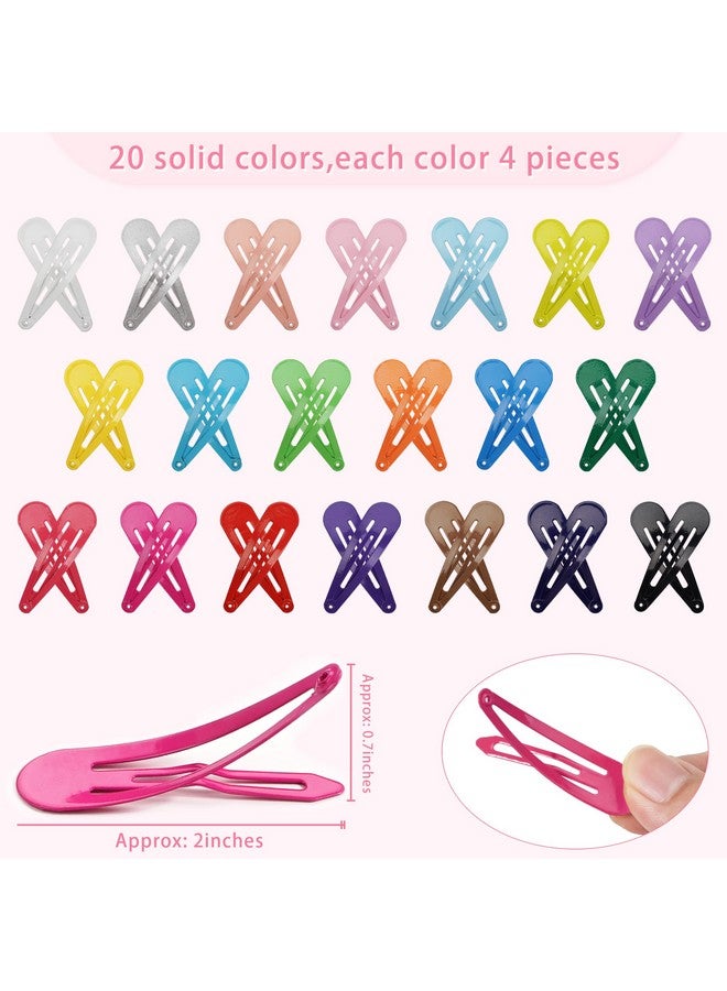 BBgifts Clips For Hair 120 Pcs 2 Inch Metal Barrettes Snap Hair Clips For Girls Kids Teens Women Cute Candy Color Hair Pins For Birthday Party Gift 40 Assorted Colors (Pattern Print & Solid Color) - Image 4