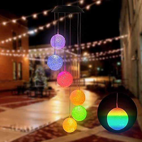 WHISKET Solar Wind Chimes Crystal Ball Color Changing Solar LED Wind Chimes Lights Portable Waterproof Outdoor Decorative (2) - Image 1
