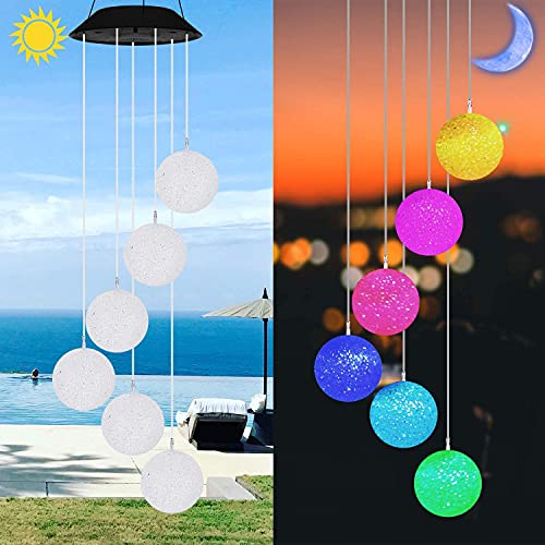 WHISKET Solar Wind Chimes Crystal Ball Color Changing Solar LED Wind Chimes Lights Portable Waterproof Outdoor Decorative (2) - Image 2