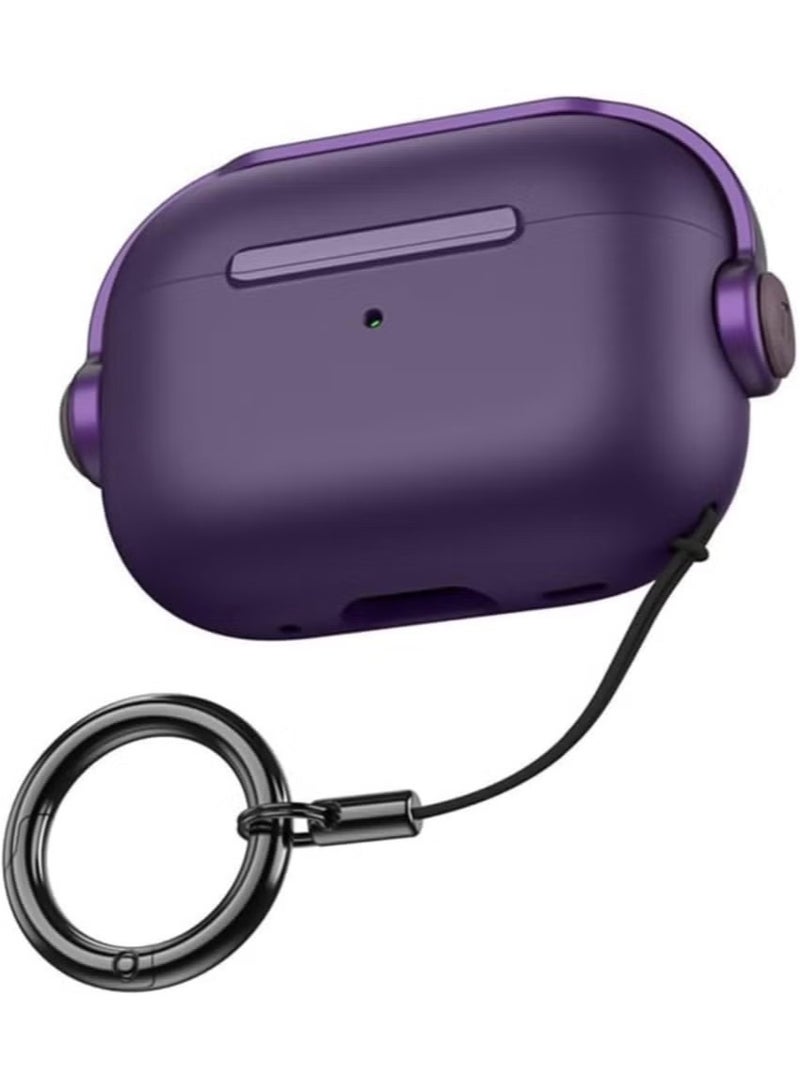 Case with Secure Lock, Music Headset Earphone Protective Case Cover Compatible with for AirPods 4 (Purple) - Image 1