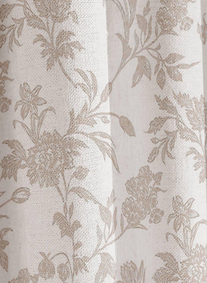 WOUVMA Beige Shower Curtain Floral Cotton Linen Cottagecore Shower Curtain for Bathroom 72" W x 72" L Boho Farmhouse - Image 3