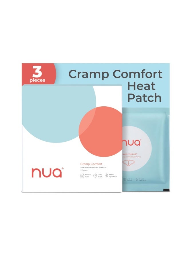 Nua Cramp Comfort || Pack of 3 Heat Patches for Period Pain and Cramps || 100% Natural Ingredients and Portable || 8 Hours Pain Relief || Quick Relief from Menstrual Pain- White - Image 1