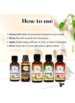 Luxura Sciences Organic Essential Oil Combo Pack Of 5 Oils ;Daily Scalp Health Essential Oil Kit 5 * 15Ml (Hibiscus Oil; Brahmi Oil; Argan Oil; Lavender Oil; Vitamin E Oil)  - Image 3