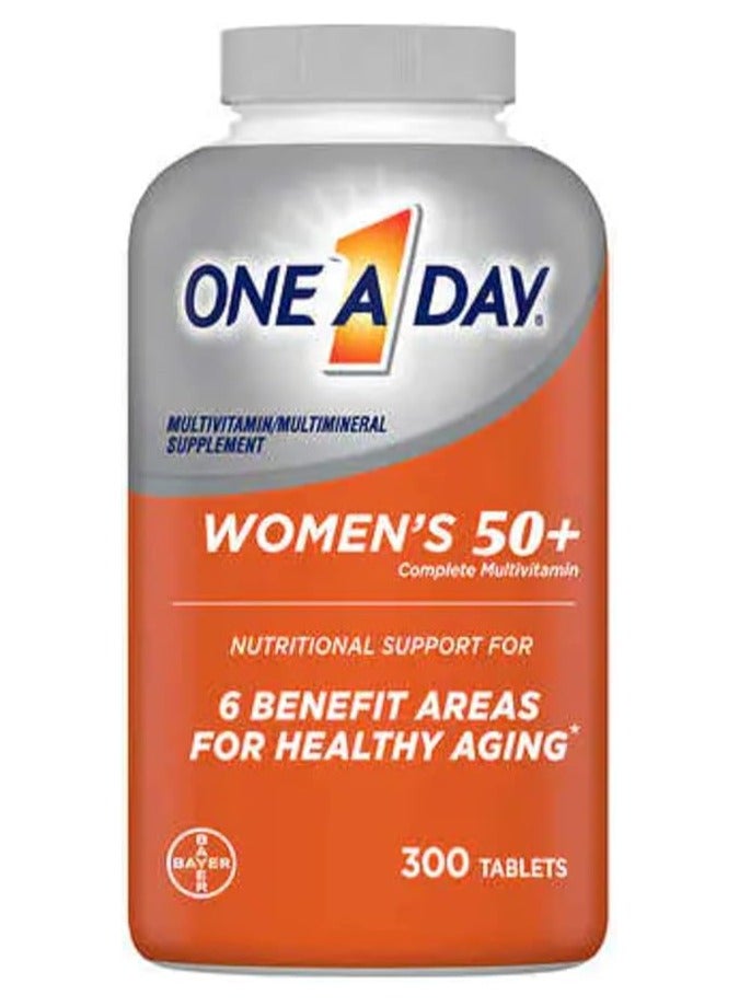 وان-أ-داي فيتامينات متعددة صحية للنساء فوق سن الخمسين، ONE A DAY، مكمل غذائي غني بفيتامينات A وC وE وB1 وB2 وB6 وB12 وفيتامين D والكالسيوم، 300 قرص - Image 1