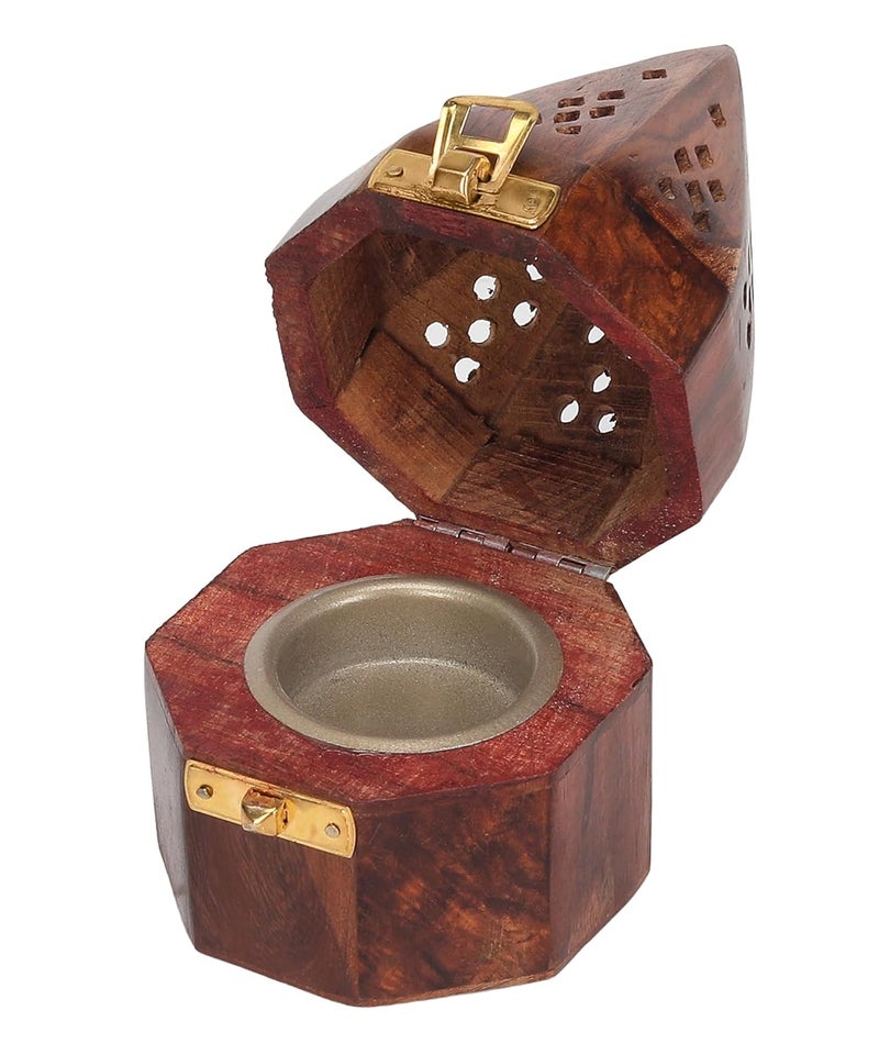 DigiRake Wooden Dhoop Stand for Sambrani Cups – Octagon Shaped Sheesham Wood Burner | Handcrafted Dhoop Holder for Pooja Room, Office & Living Space - Image 5
