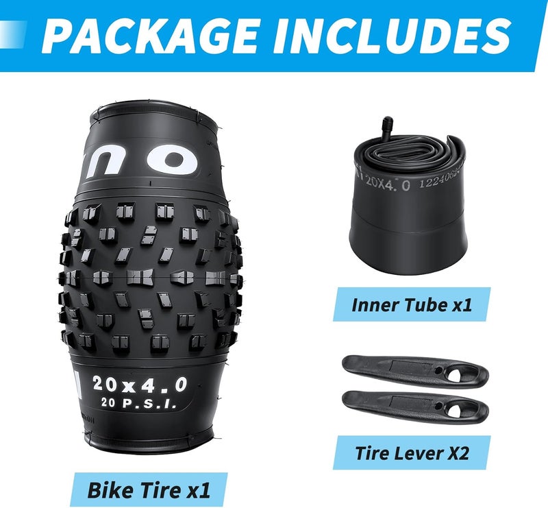 OUXI 20x4.0 Fat Tire Tube and Tire Set - Puncture Resistant Replacement for MTB and E-Bikes - Image 3