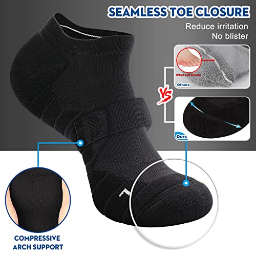 Hylaea Low Cut Athletic Running Socks for Men & Women (3 Pairs Black, Medium) - Image 3