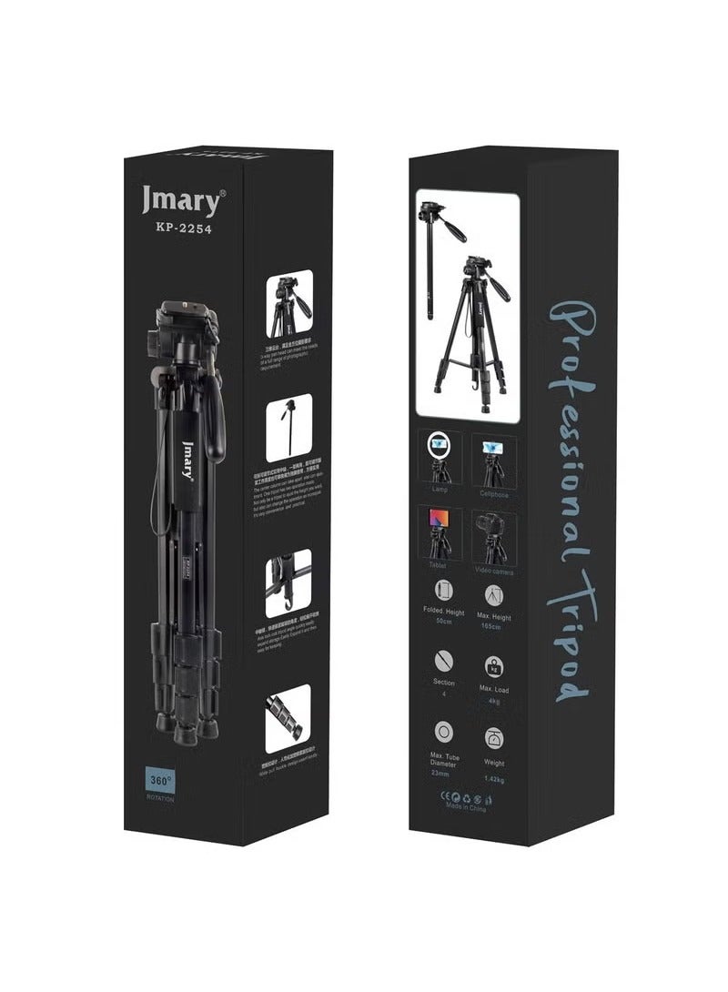 Jmary KP-2254 Professional Aluminum Tripod Monopod for All DSLR Cameras (Black) - Image 2