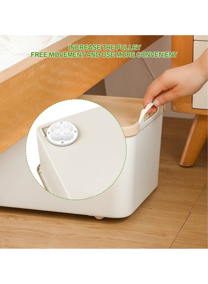 12 Pcs Self Adhesive Caster Wheels, Mini Caster Wheels for Small Appliances 360° Rotation Swivel Wheels Self Adhesive Nylonad Rollers for Bins/Storage Boxes/Furniture Bins (White) - Image 3