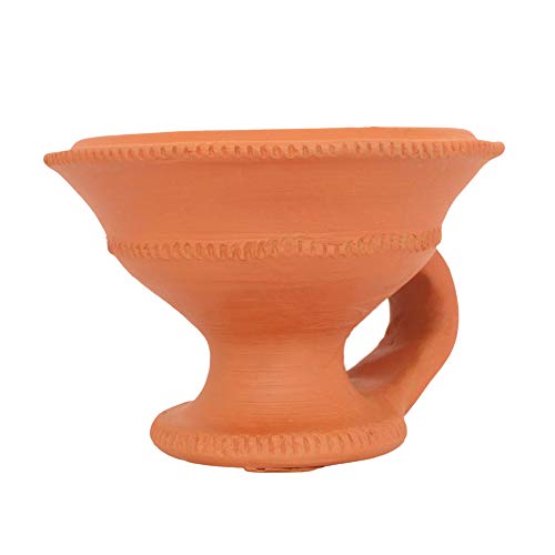 GARIBA Creations Incense Holder Dhoop Dani Sambhrani Cup with Stand Terracotta Burner for Pooja Traditional Design for Home, Office & Temple Natural Clay Finish (Small Size, Handemade, Natural) - Image 2