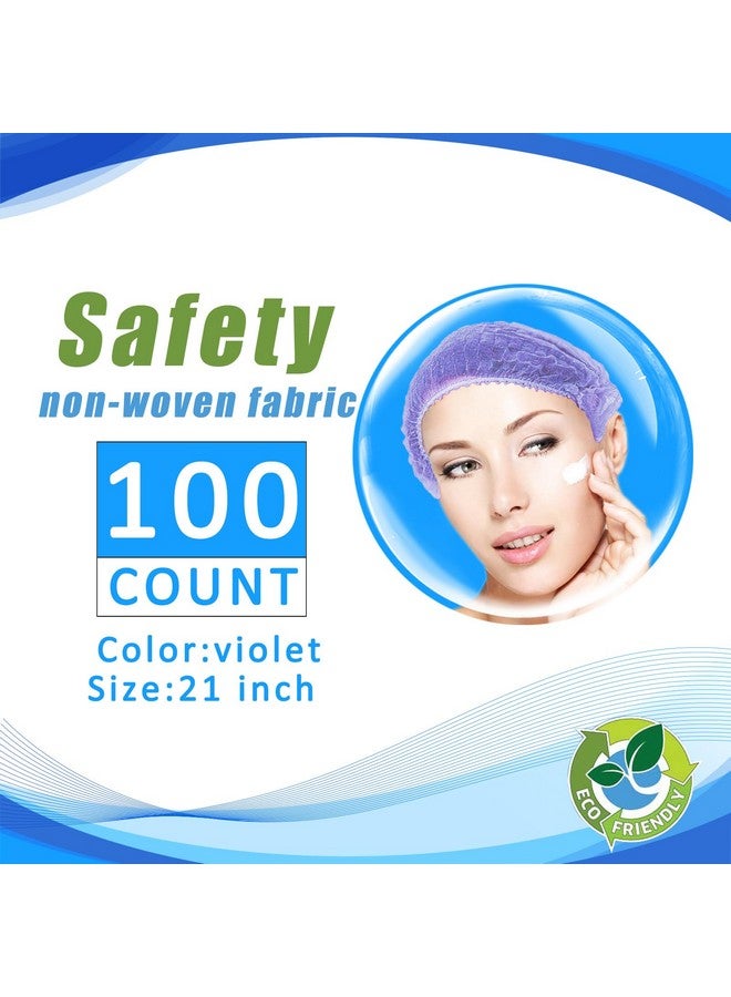 Smilco 100 قطعة/عبوة من قبعات منفوخة أرجوانية للاستخدام مرة واحدة مقاس 21 بوصة غطاء غبار مرن لشبكات الشعر وتغطية الرأس لصالونات التجميل والمطبخ وخدمة الطعام - Image 3