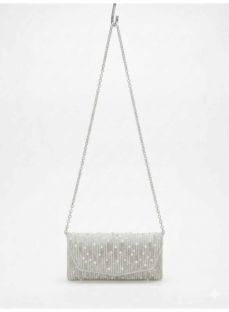 LIFESTYLISH Crossbody evening bag With sparkling stones and beads ZS-7 - Silver - Image 2