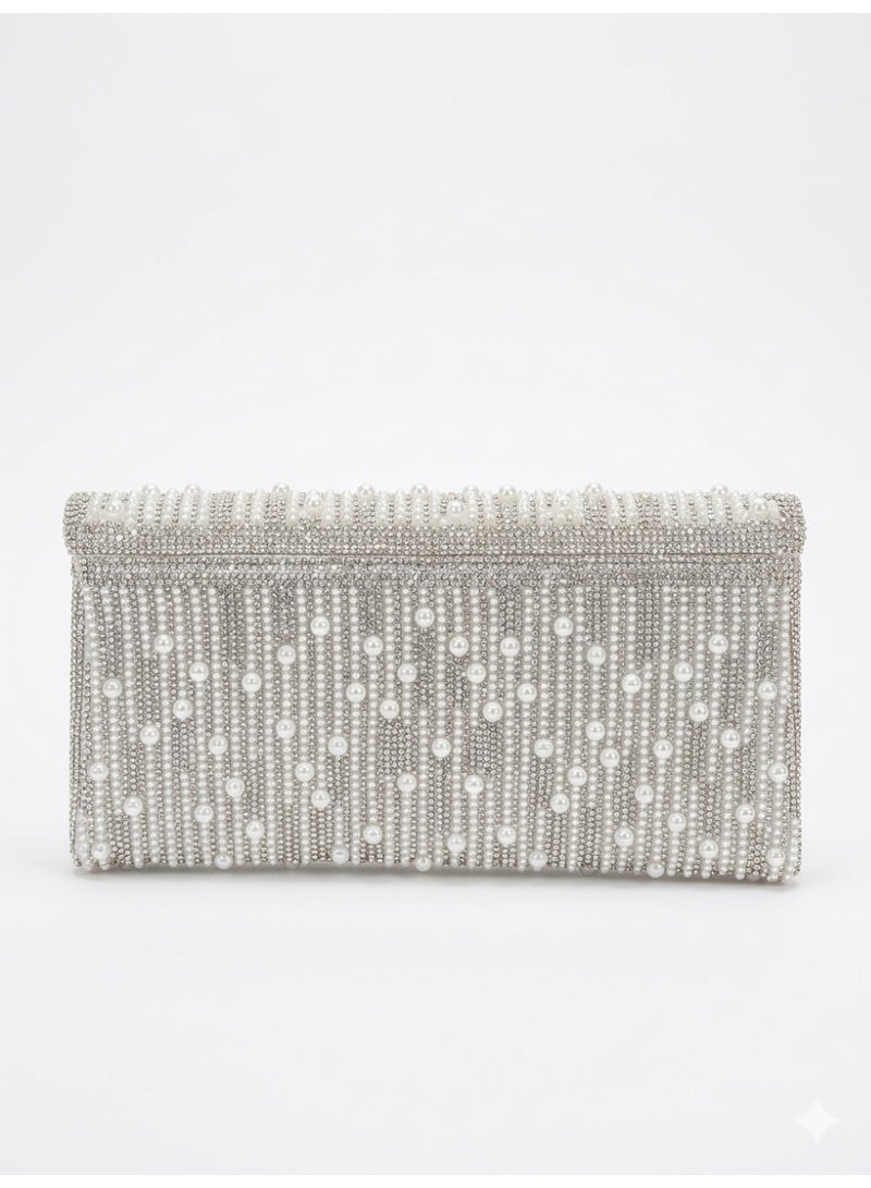 LIFESTYLISH Crossbody evening bag With sparkling stones and beads ZS-7 - Silver - Image 3