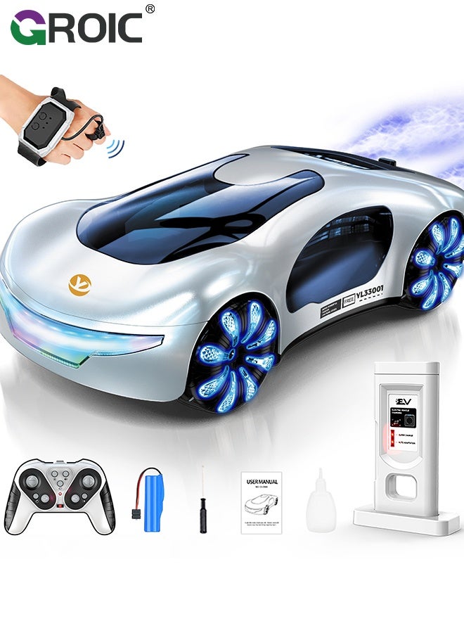 GROIC Futuristic Remote Control Car, Gesture Sensing Rc Stunt Car with Light Spray & Sound, 360° Rotate 2.4GHz RC Cars Toy for Kids,Gesture Control Remote Control Car - Image 1