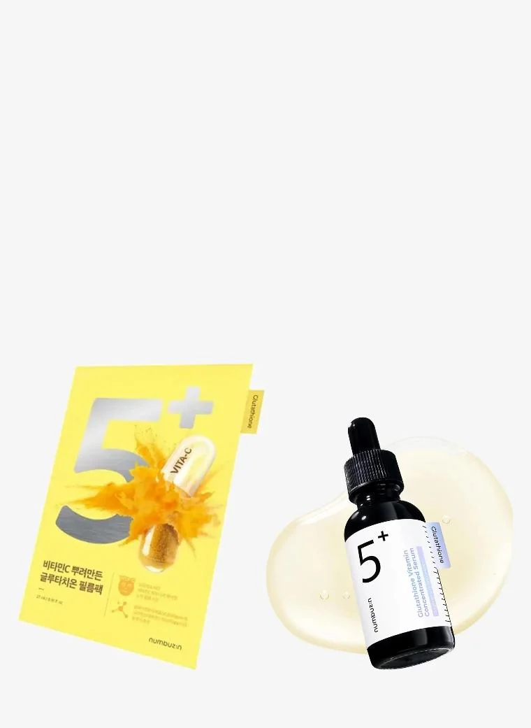 Numbuzin Numbuzin No.5+ Glutathione Vitamin Brightening Duo: Serum & Sheet Mask Set