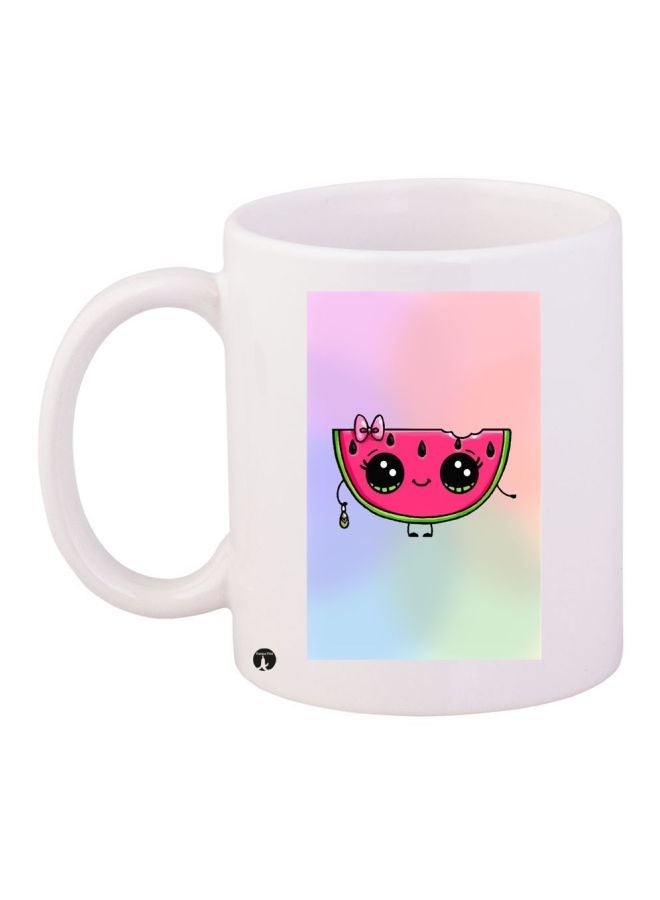 Watermelon Printed Coffee Mug White/Pink/Green 11ounce