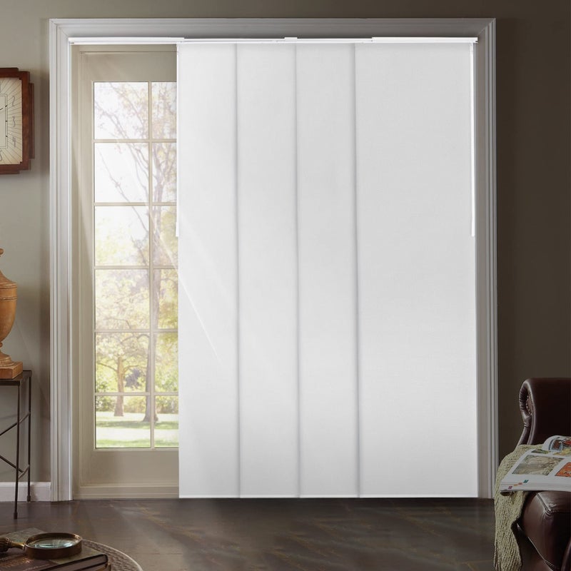 CHICOLOGY CHICOLOGY Sliding Door Blinds  Blinds for Sliding Glass Doors Room Divider  Vertical Blinds for Patio Doors  Sliding Glass Door Blinds Movie Night White Blackout W4686 x H 096 inch 