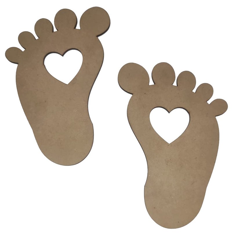 Purpledip Wooden Laser Cut Wall Hanging Set: Baby Feet, Unfinished (12384) - Image 1