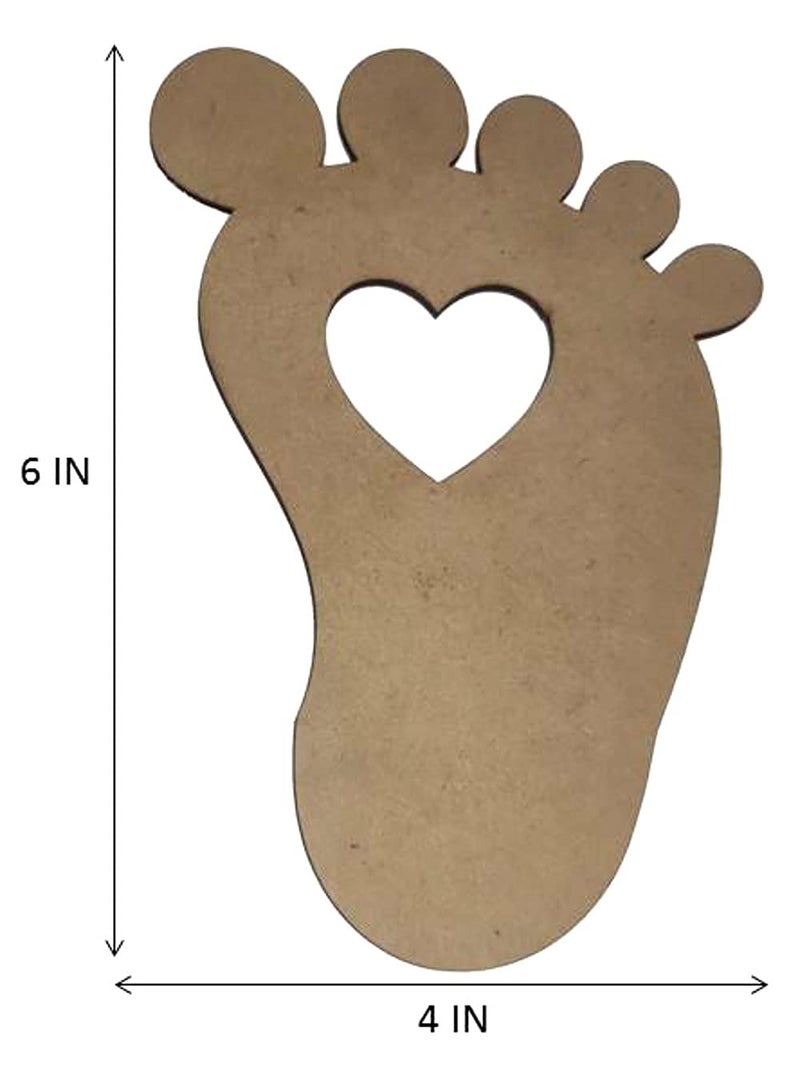 Purpledip Wooden Laser Cut Wall Hanging Set: Baby Feet, Unfinished (12384) - Image 5
