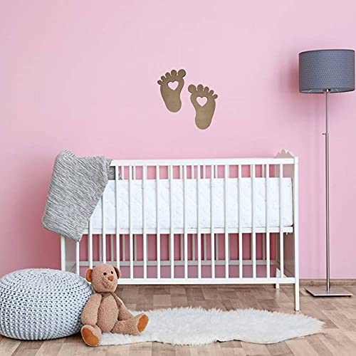 Purpledip Wooden Laser Cut Wall Hanging Set: Baby Feet, Unfinished (12384) - Image 3