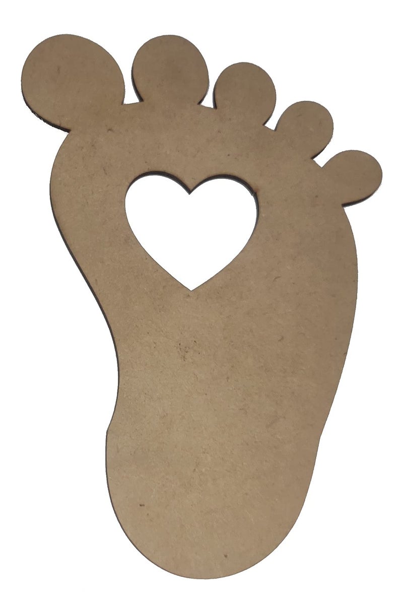 Purpledip Wooden Laser Cut Wall Hanging Set: Baby Feet, Unfinished (12384) - Image 2