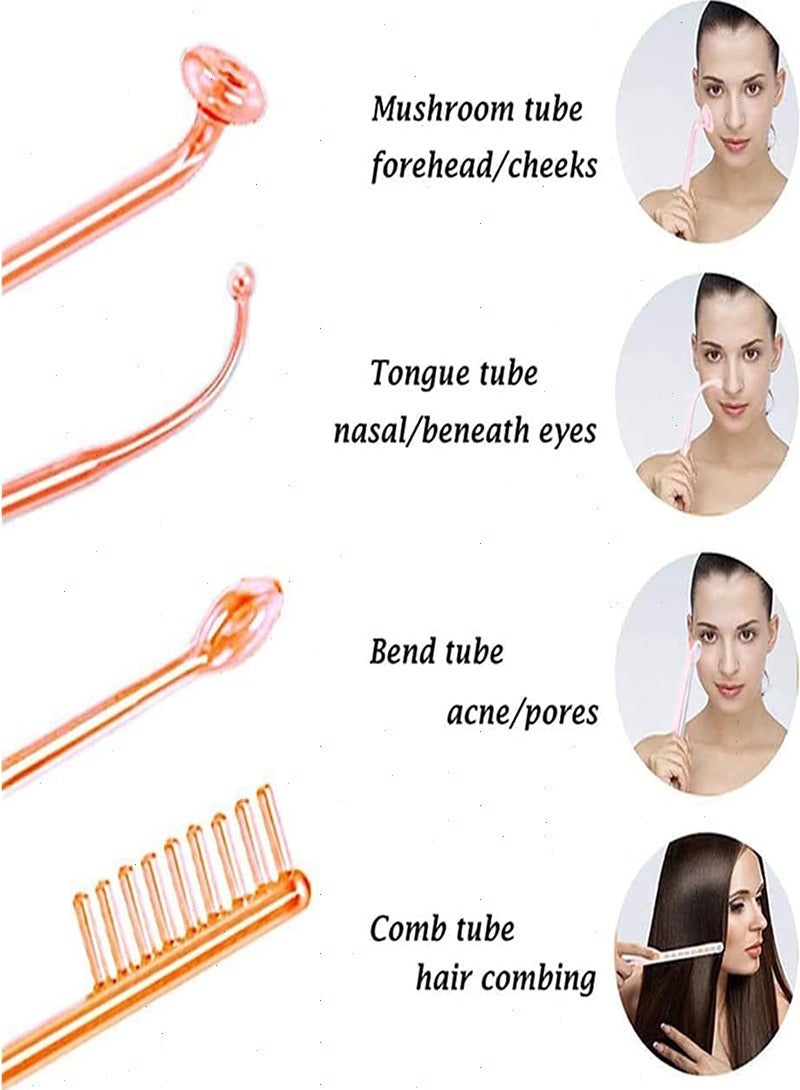 جهاز عناية بالبشرة عالي التردد 4 في 1 محمول مع علاج بالضوء الأحمر، جهاز العناية بالوجه المحمول لعلاج حب الشباب والتجاعيد ومكافحة الشيخوخة، مع 4 أقطاب زجاجية، للاستخدام المنزلي الاحترافي - Image 5