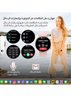 ibsun 1.1'' AMOLED Smart Watch, Blood Pressure Watches for Women, IP68 Waterproof Heart Rate Monitor Blood Oxygen Tracking, Comes with a Gold Metal Strap and a Pink Silicone Strap  - Image 3