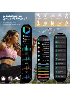 ibsun 1.1'' AMOLED Smart Watch, Blood Pressure Watches for Women, IP68 Waterproof Heart Rate Monitor Blood Oxygen Tracking, Comes with a Gold Metal Strap and a Pink Silicone Strap  - Image 5