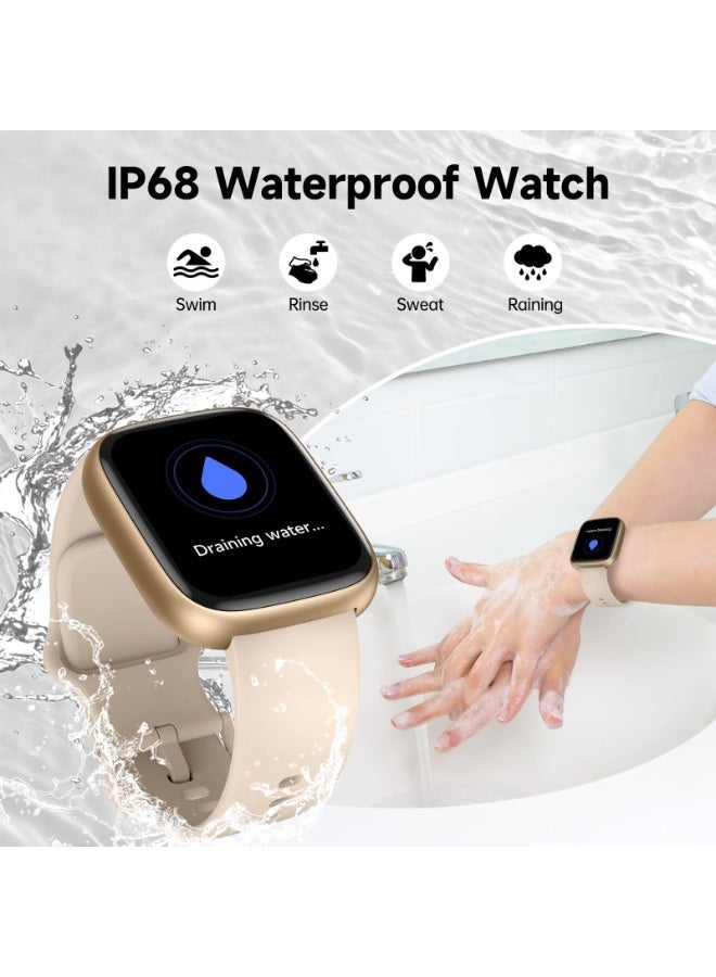 ibsun 1.8 inch Smart Watch for Women and Men, Gift-Style Bluetooth Call Fitness Tracker with IP68 Waterproof, Heart Rate, SpO2, Sleep Monitor, 100+ Sports, Gold - Image 5