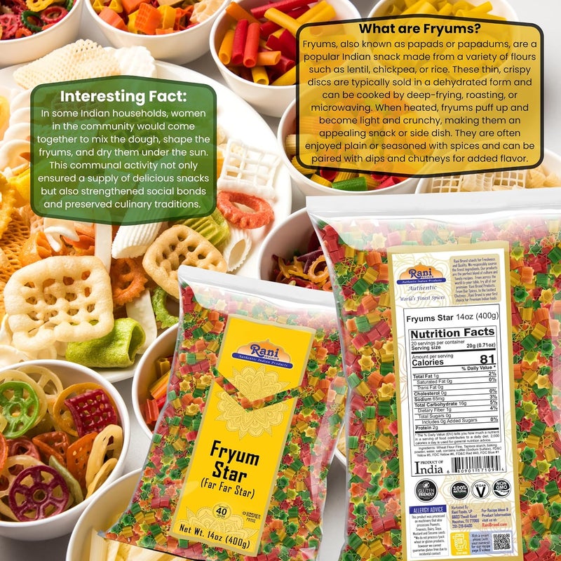 Rani Fryum Star (Far Far Star) - Wheat & Tapioca Pellets, 14oz (400g) - Image 5