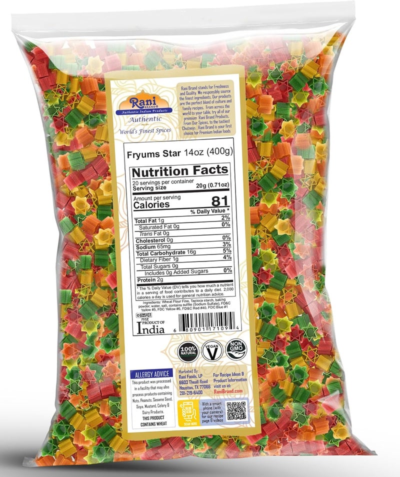 Rani Fryum Star (Far Far Star) - Wheat & Tapioca Pellets, 14oz (400g) - Image 3