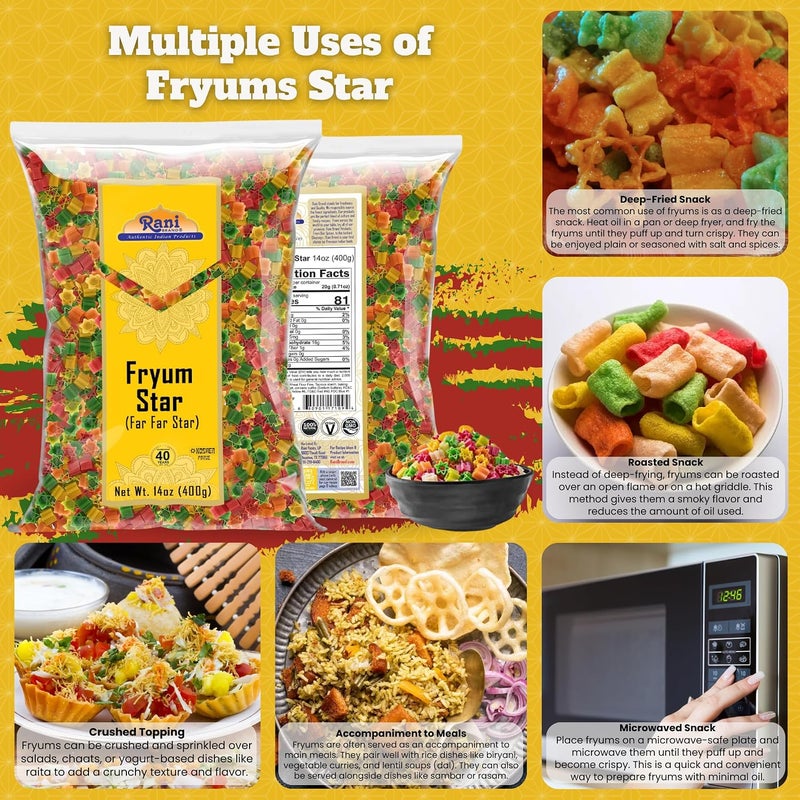 Rani Fryum Star (Far Far Star) - Wheat & Tapioca Pellets, 14oz (400g) - Image 4