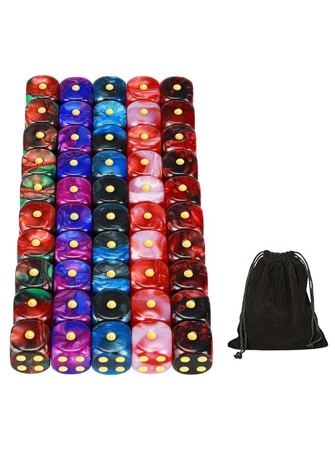 YOUSHARES YOUSHARES 50 Pack D6 Game Dice Set with Pouch - 16mm Two Color 6 Sided Dice, Perfect Table Games Dice for Tenzi, Yahtzee, DND MTG RPG War Games  - Image 1