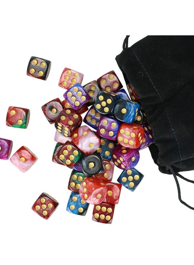 YOUSHARES YOUSHARES 50 Pack D6 Game Dice Set with Pouch - 16mm Two Color 6 Sided Dice, Perfect Table Games Dice for Tenzi, Yahtzee, DND MTG RPG War Games  - Image 3
