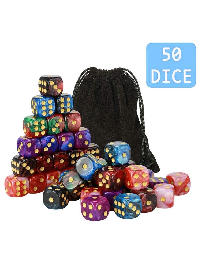 YOUSHARES YOUSHARES 50 Pack D6 Game Dice Set with Pouch - 16mm Two Color 6 Sided Dice, Perfect Table Games Dice for Tenzi, Yahtzee, DND MTG RPG War Games  - Image 4