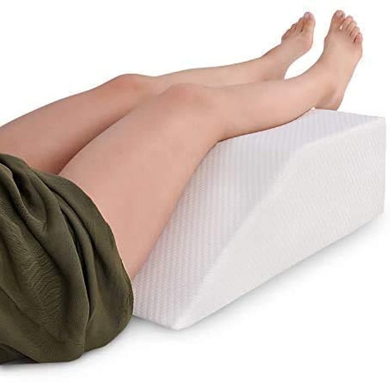 Abco Tech 8in Leg Elevation Pillow with Memory Foam Top - Elevating Leg Rest to Reduce Swelling, Back, Hip, and Knee Pain - Leg Support Pillow to Elevate Feet While Sleeping, Reading - Washable Cover - Image 1