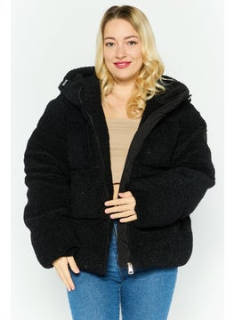 Women Textured Soft Shell Jacket, Black