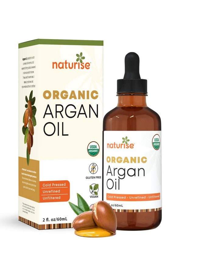 Naturise Organic Argan Oil - Organic Argan Oil Cold Pressed Argan Oil of Morocco - Vegan Non-GMO Gluten Free Argan Oil for Hair Growth and Skin Moisture - 100% Pure Moroccan Oil Hair Oil (2 fl. oz.) - Image 1