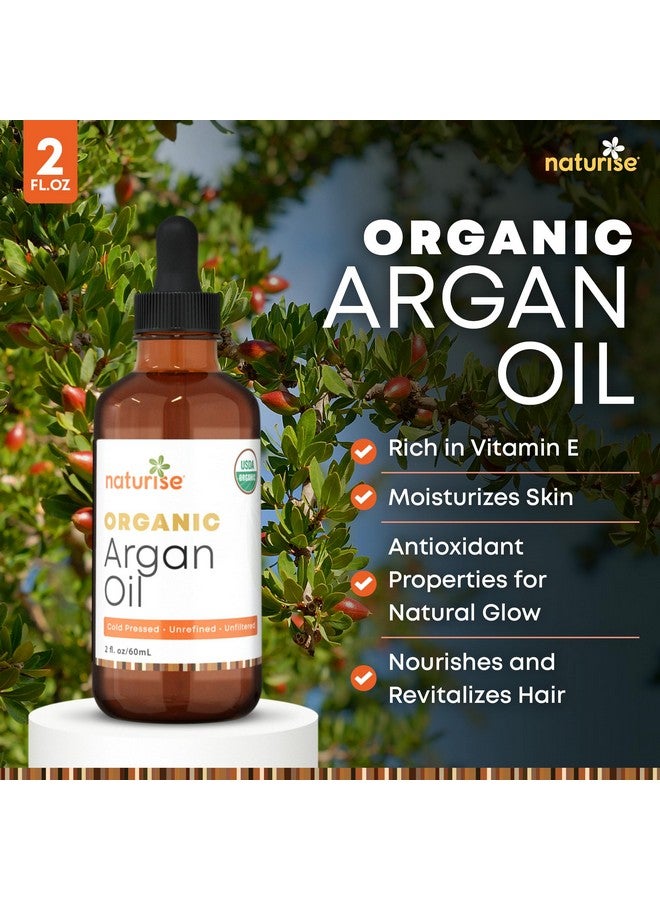 Naturise Organic Argan Oil - Organic Argan Oil Cold Pressed Argan Oil of Morocco - Vegan Non-GMO Gluten Free Argan Oil for Hair Growth and Skin Moisture - 100% Pure Moroccan Oil Hair Oil (2 fl. oz.) - Image 2