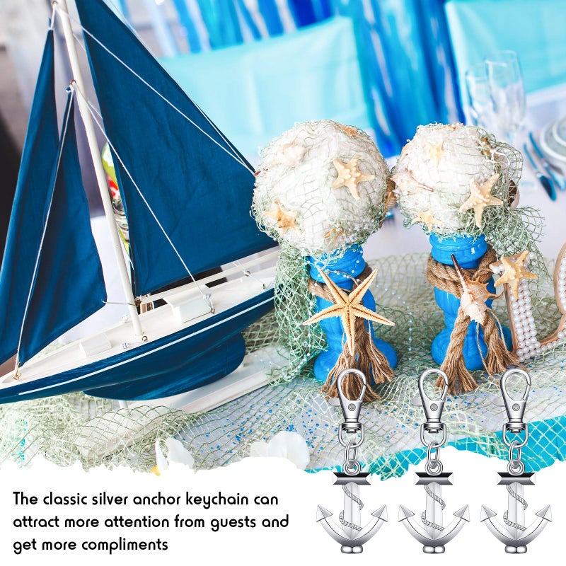 Yinkin Silver Anchor Keychain Ocean Themed Keychain Wedding Favors for Guests Nautical Party Favors Souvenirs Gifts(30 Pcs) - Image 5