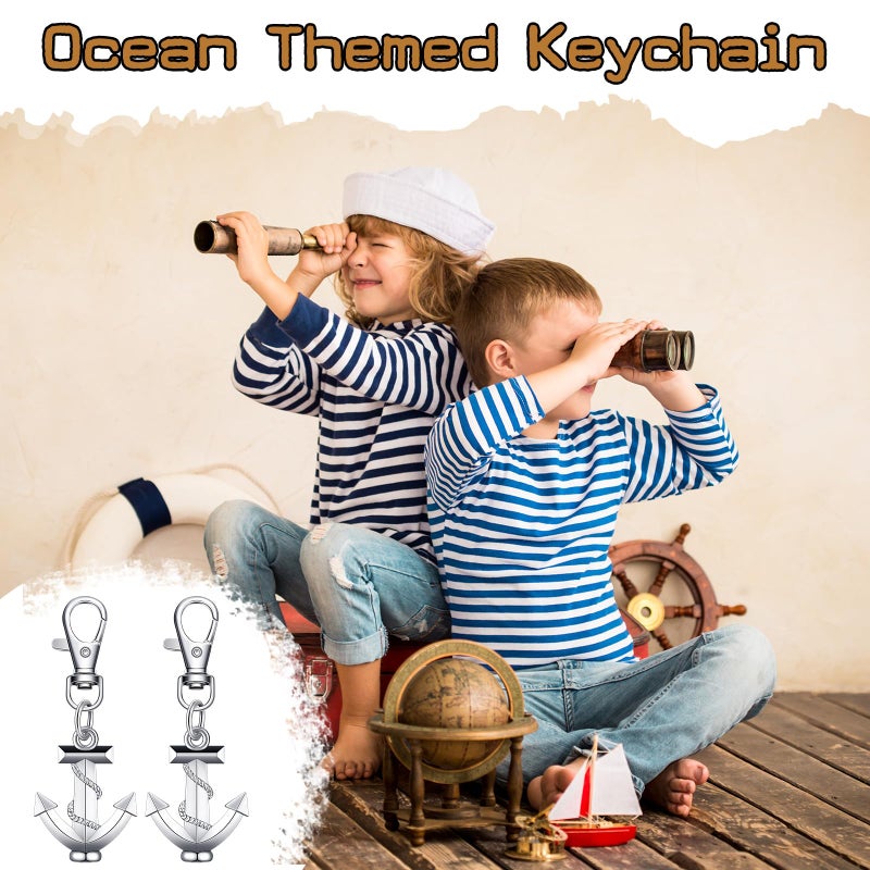 Yinkin Silver Anchor Keychain Ocean Themed Keychain Wedding Favors for Guests Nautical Party Favors Souvenirs Gifts(30 Pcs) - Image 3